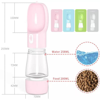 PORTABLE PET FEEDER - 2 IN 1 - PINK - BLUE - GREEN - GREY