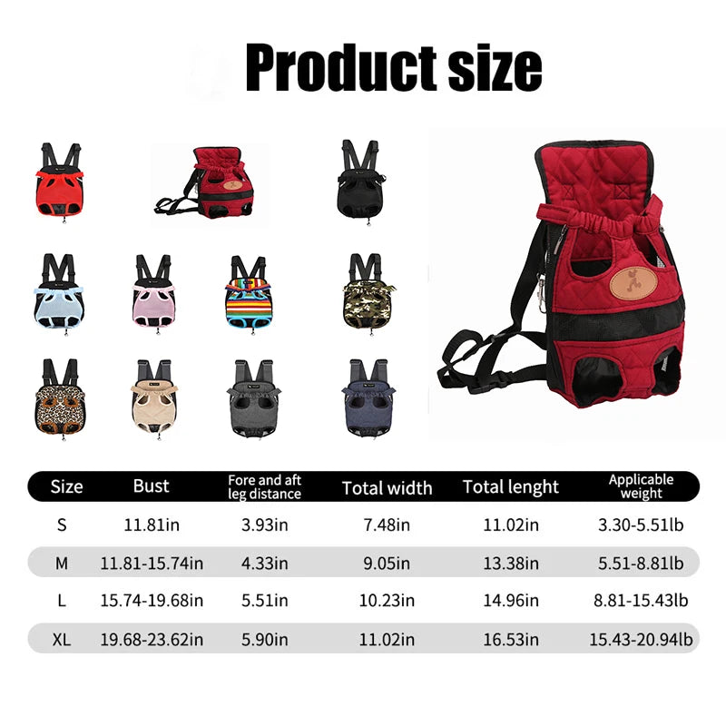 DOG CARRIER FRONT BACKPACK - SMALL DOGS