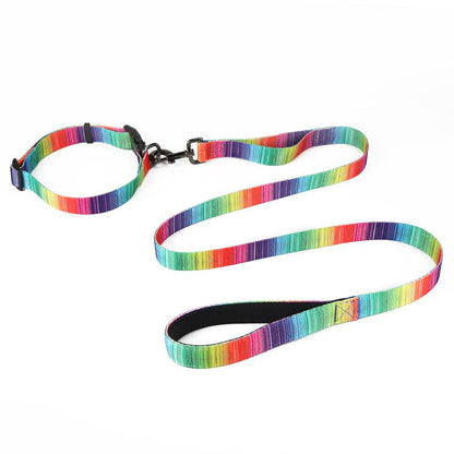 DOG HARNESS - LEASH & COLLAR SET - RAINBOW